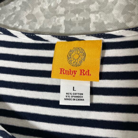 Ruby Rd. Women's Black & White Striped Casual Dress - Large - Drawstring Waist - Picture 5 of 6